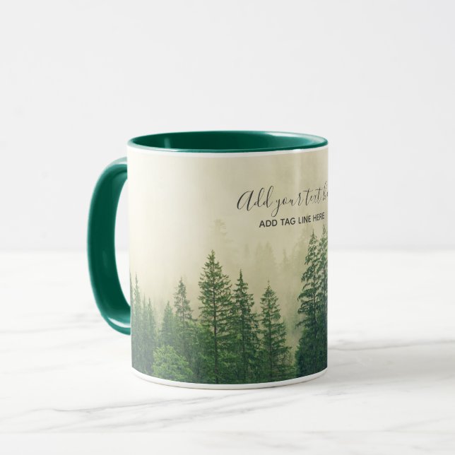 Misty Pine Forest Trees Custom Keepsake Mug (Front Left)
