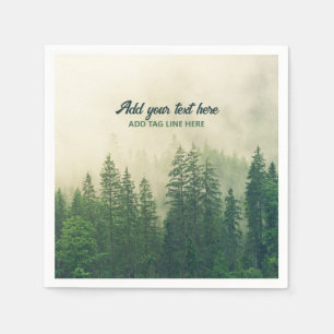 Misty Pine Forest Trees Custom Keepsake Napkin