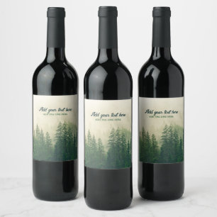Misty Pine Forest Trees Custom Keepsake Wine Label