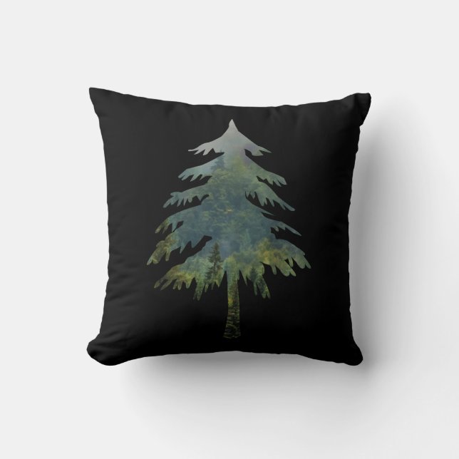 Misty pine trees Into the wild forest Cushion (Front)