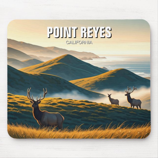 Misty Point Reyes National Seashore Elk Mouse Mat (Front)