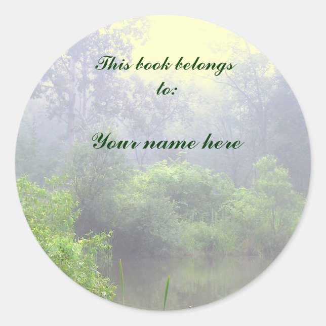 Misty Pond Bookplate Classic Round Sticker (Front)