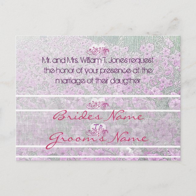 Misty Purple Petunias Weddding Invitation (Front)
