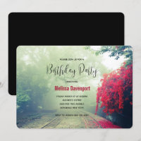 Misty Railroad Tracks Scenic Photo Birthday
