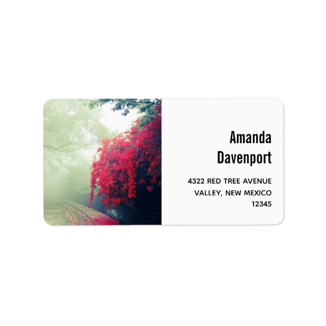 Misty Railroad Tracks Scenic Photo Label (Front)