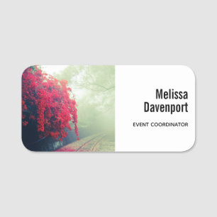 Misty Railroad Tracks Scenic Photo Name Tag