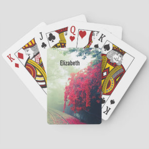 Misty Railroad Tracks Scenic Photo Playing Cards