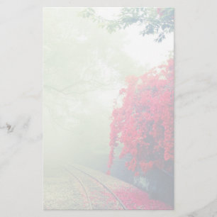Misty Railroad Tracks Scenic Photo Stationery