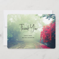 Misty Railroad Tracks Scenic Photo Thank You