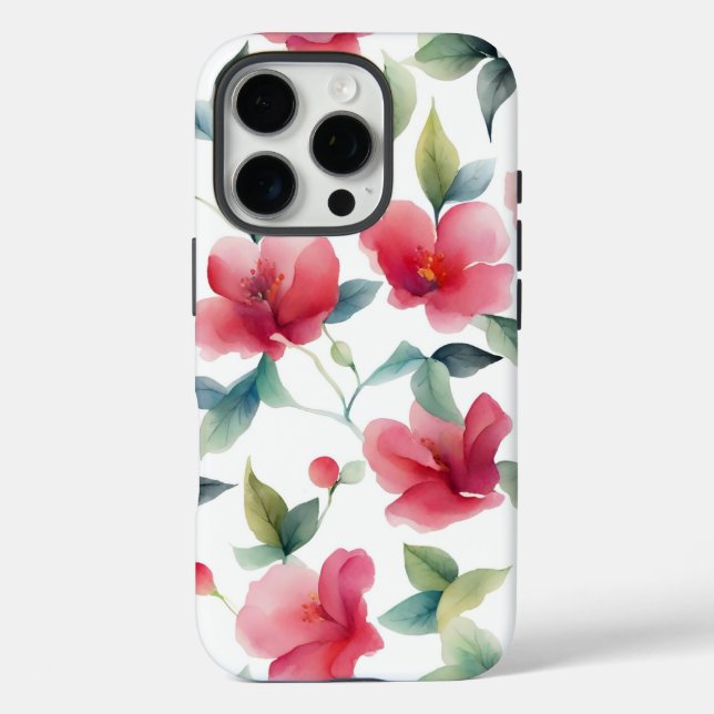 Misty Red Floral Pattern Case-Mate iPhone Case (Back)