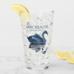 Misty Reflection | Blue Swan Bridal Party Keepsake Glass<br><div class="desc">Thank your bridal party for helping you through your big day in style! Modern, dark, and moody hand-painted lake and swan keepsake gift for your bridal party in soft dusty navy blue with a graceful swan and smoky early morning fog. From the "Reflections" collection, this watercolor design was inspired by...</div>