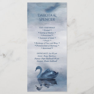 Misty Reflections Dusty Blue Swan Lake Wedding Programme