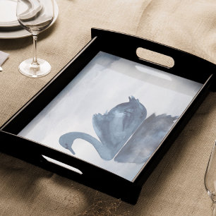 Misty Reflections Moody Dusty Blue Swan on Lake Tissue Paper