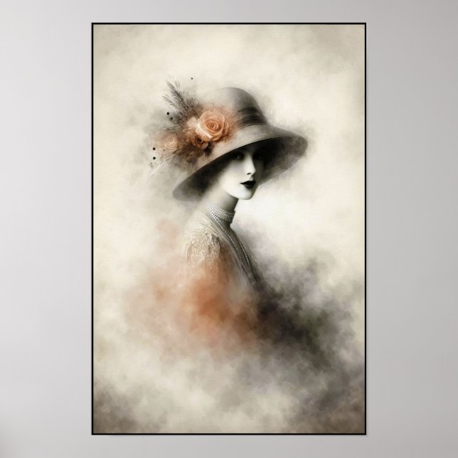 Misty Retro Portrait of Elegance Poster (Front)