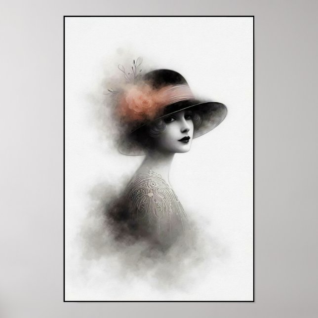 Misty Retro Portrait of Elegance Poster (Front)