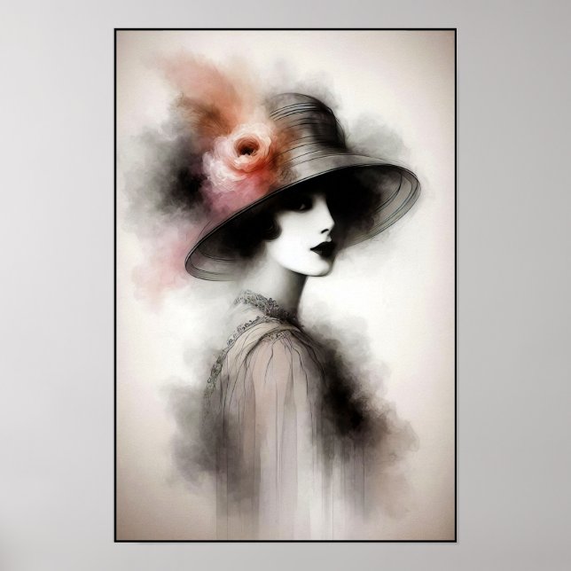 Misty Retro Portrait of Elegance Poster (Front)
