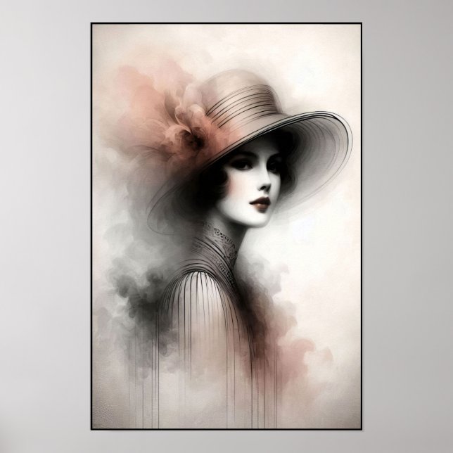 Misty Retro Portrait of Elegance Poster (Front)