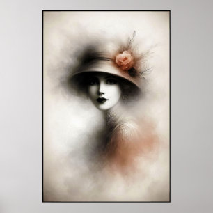 Misty Retro Portrait of Elegance Poster