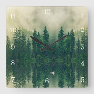 Misty River Square Wall Clock