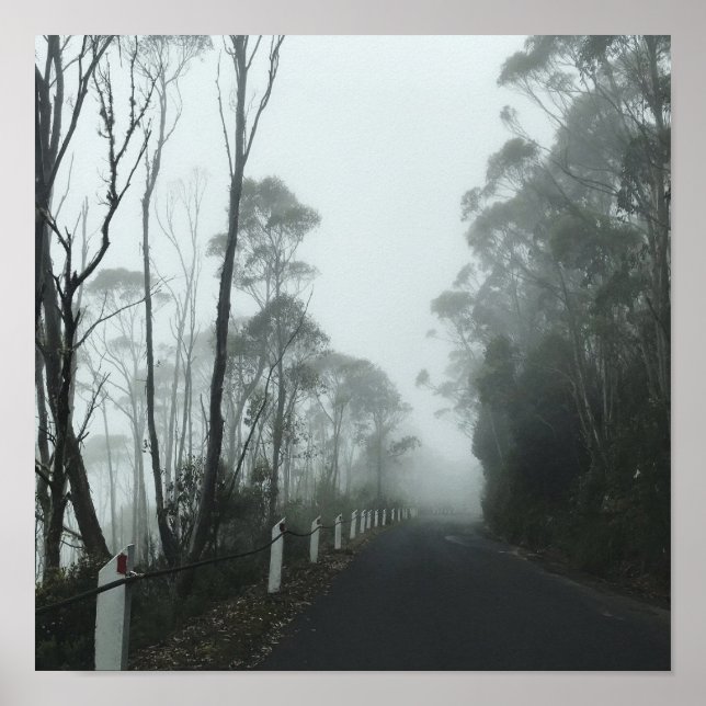 Misty road up kunanyi/Mt Wellington Tasmania Poster (Front)