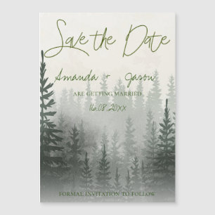 Misty Romantic Forest Trees Wedding Save The Date