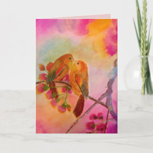 Misty Romantic Love Birds Holiday Card