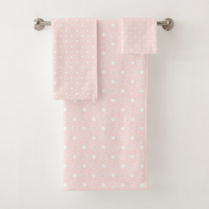 Misty Rose and white dots  Bath Towel Set