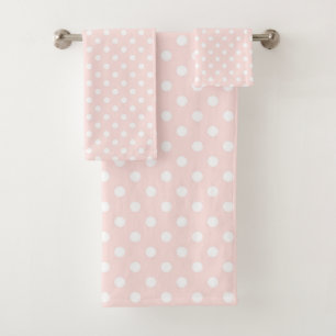 Misty Rose and white dots  Bath Towel Set