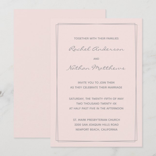 Misty Rose Blush Pink Wedding Invitations (Front/Back)