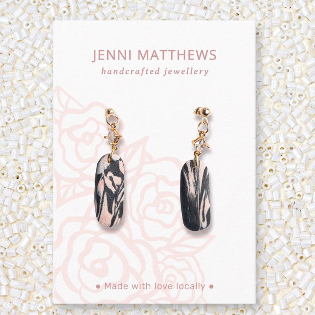 Misty Rose Bouquet Pink Floral Earring Display Business Card (Misty Rose Bouquet Pink Floral Earring Display Business Card)