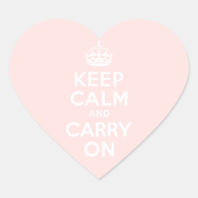 Misty Rose Keep Calm and Carry On Heart Sticker (Front)