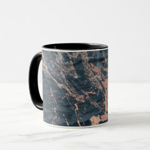Misty Rustic Blue & Rose Gold Pink Glam Marble Mug