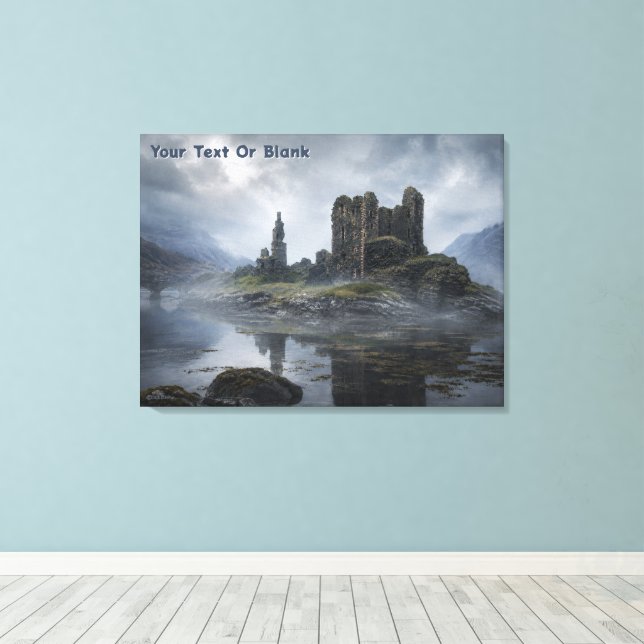 Misty Scottish Castle Ruins Canvas Print (Insitu(Wood Floor))