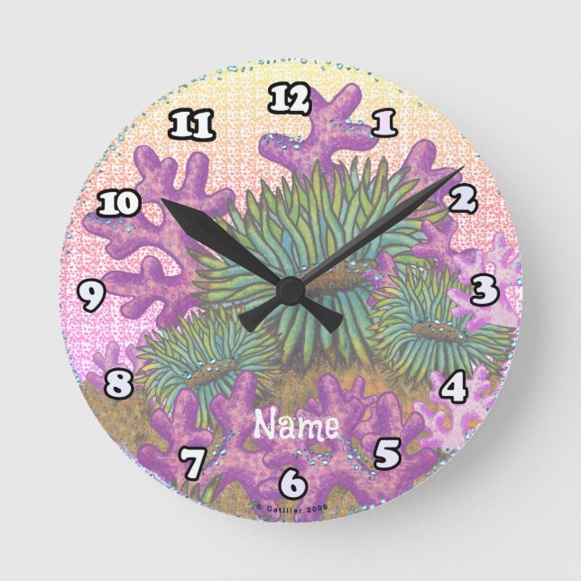 Misty Sea Coral Seashell clock  (Front)