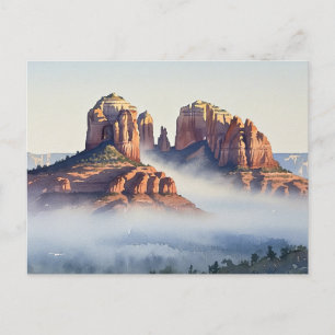 Misty Sedona Arizona Travel Cathedral Rock Postcard