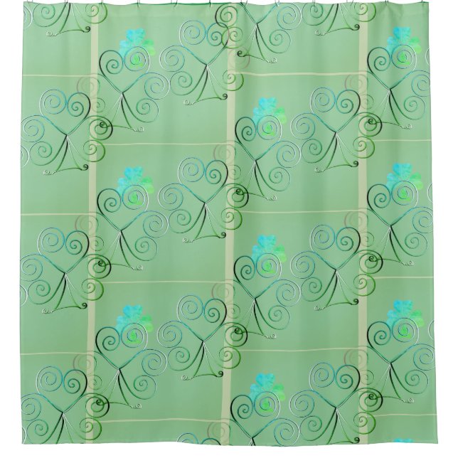 Misty Shamrocks Shower Curtain (Front)
