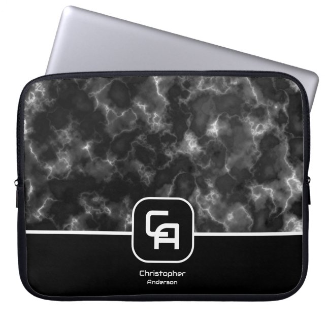 Misty Smoke Monogram Black White Laptop Sleeve (Front)
