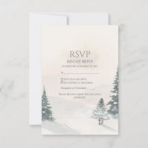 Misty Snowy Mountain Winter Wedding RSVP