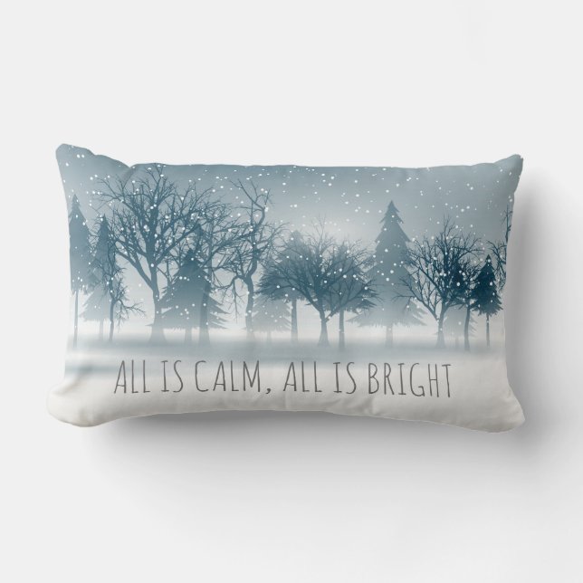 Misty Snowy Trees - Christmas Holiday Pillow (Front)