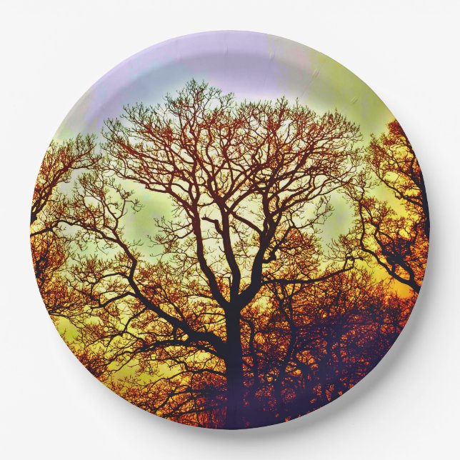 MISTY SUN TREES PAPER PLATE (Front)