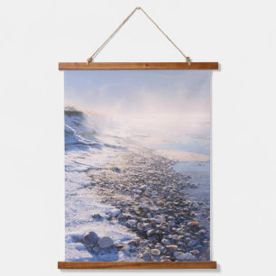 Misty Sunrise Beach with Pebble Path Art Hanging Tapestry