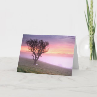Misty sunrise & lone tree - Customisable Card