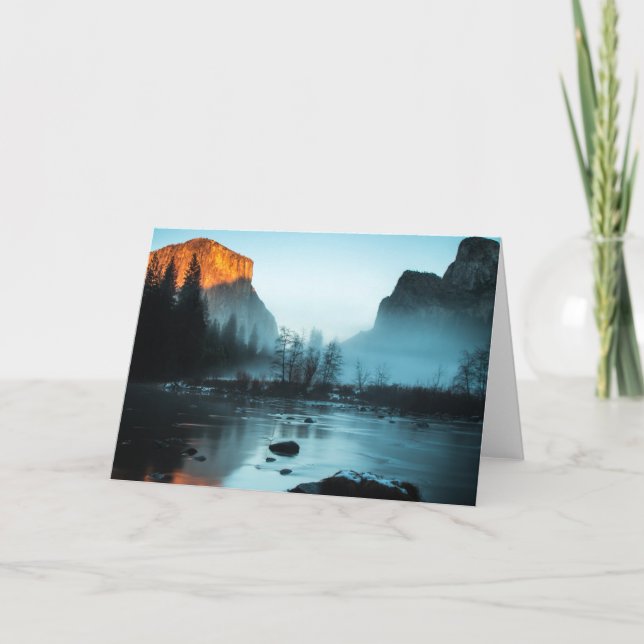 Misty Sunset in Yosemite Card (Front)