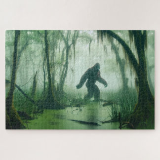 Misty Swamp Stalker, Bigfoot, Cryptid Jigsaw Puzzle