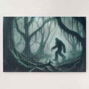 Misty Swamp Stalker, Bigfoot, Cryptid Jigsaw Puzzle