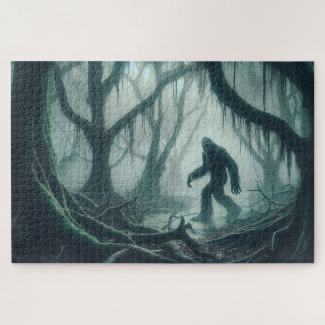 Misty Swamp Stalker, Bigfoot, Cryptid Jigsaw Puzzle (Horizontal)