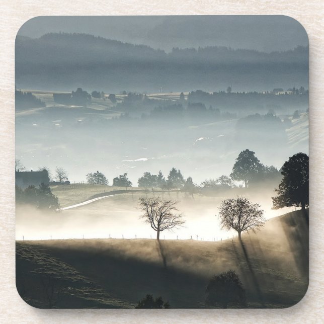 Misty Switzerland Countryside Landscape Coaster (Front)