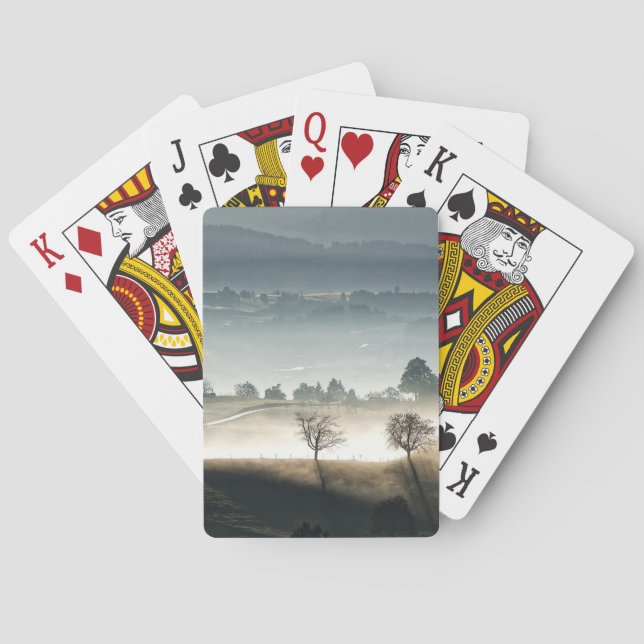 Misty Switzerland Countryside Landscape Playing Cards (Back)
