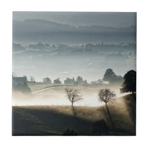 Misty Switzerland Countryside Landscape Tile