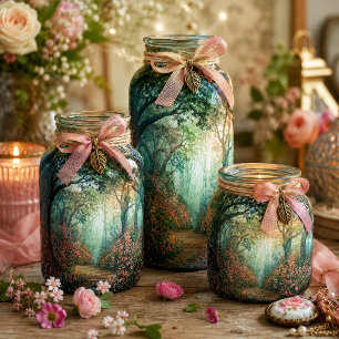 Misty Teal Enchanted Forest Path Decoupage Tissue Paper